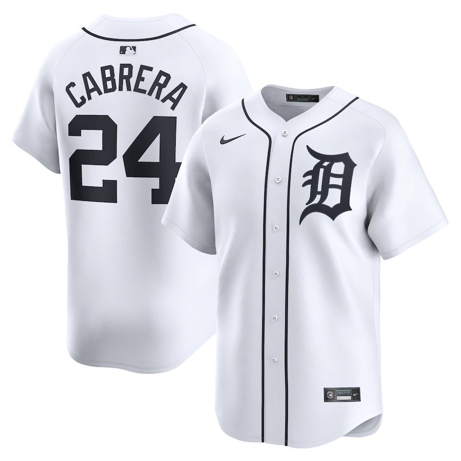 Men Detroit Tigers #24 Miguel Cabrera Nike White Home Limited Player MLB Jersey